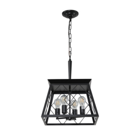 4 Lights Farmhouse Chandelier For Dining Room Black - No Bulbs Unavailable Platform- Temu