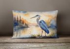 Birds, Birds, Birds Throw Pillow Throw Pillow for Indoor Couch Bed Outdoor Patio Washable, Blue Heron Golden Hour 7499,12Hx16W