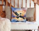 Pelican Fyling at Sunrise Throw Pillow Machine Washable, Indoor Outdoor Decorative Pillow for Couch, Bed or Patio, 14Hx14W