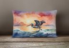 Birds, Birds, Birds Throw Pillow Throw Pillow for Indoor Couch Bed Outdoor Patio Washable, Pelican Fiery Sunset 7510,12Hx16W