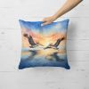 Pelicans Flying Throw Pillow Machine Washable, Indoor Outdoor Decorative Pillow for Couch, Bed or Patio, 18Hx18W