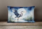 Birds, Birds, Birds Throw Pillow Throw Pillow for Indoor Couch Bed Outdoor Patio Washable, Blue Heron Moonlight 7496,12Hx16W