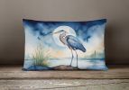 Birds, Birds, Birds Throw Pillow Throw Pillow for Indoor Couch Bed Outdoor Patio Washable, Blue Heron Moonlight 7494,12Hx16W