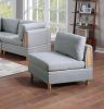 Living Room Furniture Armless Chair Light Grey Dorris Fabric 1pc Cushion Armless Chair Wooden Legs