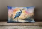 Birds, Birds, Birds Throw Pillow Throw Pillow for Indoor Couch Bed Outdoor Patio Washable, Blue Heron Setting Sun 7503,12Hx16W