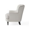 Contemporary Light Grey Fabric Club Chair and Ottoman Set, Stylish Upholstered Armchair with Matching Ottoman