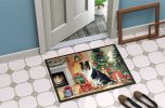 Collie Cozy Christmas Doormat Front Door Mat Indoor Outdoor Rugs for Entryway, Non Slip Washable Low Pile, 24H X 36W