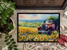 Kansas Sunflowers in Watercolor Doormat Front Door Mat Indoor Outdoor Rugs for Entryway, Non Slip Washable Low Pile, 24H X 36W