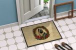 Keeshond Christmas Flowers Doormat Front Door Mat Indoor Outdoor Rugs for Entryway, Non Slip Washable Low Pile, 24H X 36W