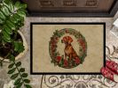 Vizsla Christmas Flowers Doormat Front Door Mat Indoor Outdoor Rugs for Entryway, Non Slip Washable Low Pile, 24H X 36W