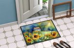 Sunflowers in Watercolor Doormat Front Door Mat Indoor Outdoor Rugs for Entryway, Non Slip Washable Low Pile, 24H X 36W