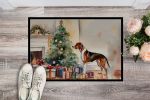 American English Coonhound Cozy Christmas Doormat Front Door Mat Indoor Outdoor Rugs for Entryway, Non Slip Washable Low Pile, 24H X 36W