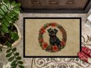 Affenpinscher Christmas Flowers Doormat Front Door Mat Indoor Outdoor Rugs for Entryway, Non Slip Washable Low Pile, 24H X 36W