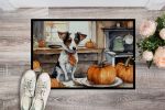 Jack Russell Terrier Fall Kitchen Pumpkins Doormat Front Door Mat Indoor Outdoor Rugs for Entryway, Non Slip Washable Low Pile, 24H X 36W