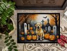 Yellow Labrador Retriever Spooky Halloween Doormat Front Door Mat Indoor Outdoor Rugs for Entryway, Non Slip Washable Low Pile, 24H X 36W