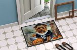 Norfolk Terrier Fall Kitchen Pumpkins Doormat Front Door Mat Indoor Outdoor Rugs for Entryway, Non Slip Washable Low Pile, 24H X 36W