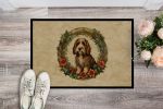 Petit Basset Griffon Vendeen Christmas Flowers Doormat Front Door Mat Indoor Outdoor Rugs for Entryway, Non Slip Washable Low Pile, 24H X 36W