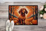 Dachshund Fall Doormat Front Door Mat Indoor Outdoor Rugs for Entryway, Non Slip Washable Low Pile, 24H X 36W