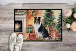 Collie Cozy Christmas Doormat Front Door Mat Indoor Outdoor Rugs for Entryway, Non Slip Washable Low Pile, 24H X 36W