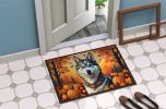 Siberian Husky Fall Doormat Front Door Mat Indoor Outdoor Rugs for Entryway, Non Slip Washable Low Pile, 24H X 36W