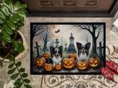 Papillon Spooky Halloween Doormat Front Door Mat Indoor Outdoor Rugs for Entryway, Non Slip Washable Low Pile, 24H X 36W