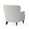 Contemporary Light Grey Fabric Club Chair and Ottoman Set, Stylish Upholstered Armchair with Matching Ottoman