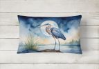 Birds, Birds, Birds Throw Pillow Throw Pillow for Indoor Couch Bed Outdoor Patio Washable, Blue Heron Moonlight 7494,12Hx16W