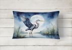 Birds, Birds, Birds Throw Pillow Throw Pillow for Indoor Couch Bed Outdoor Patio Washable, Blue Heron Moonlight 7496,12Hx16W