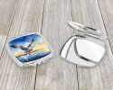 Gull Flying Low Compact Mirror Decorative Travel Makeup Mirror for Women Girls Gifts Pocket Makeup Mirror Folding Handheld