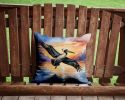 Pelican Fyling at Sunrise Throw Pillow Machine Washable, Indoor Outdoor Decorative Pillow for Couch, Bed or Patio, 14Hx14W