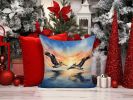 Pelicans Flying Throw Pillow Machine Washable, Indoor Outdoor Decorative Pillow for Couch, Bed or Patio, 14Hx14W