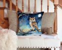 Owl Perched in Coastal Tree Throw Pillow Machine Washable, Indoor Outdoor Decorative Pillow for Couch, Bed or Patio, 14Hx14W