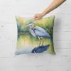 Blue Heron Stalking Prey Throw Pillow Machine Washable, Indoor Outdoor Decorative Pillow for Couch, Bed or Patio, 18Hx18W