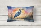 Birds, Birds, Birds Throw Pillow Throw Pillow for Indoor Couch Bed Outdoor Patio Washable, Blue Heron Setting Sun 7503,12Hx16W