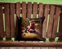 Scottish Terrier and Santa Claus Throw Pillow Machine Washable, Indoor Outdoor Decorative Pillow for Couch, Bed or Patio, 14Hx14W