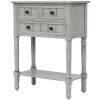 Narrow Console Table, Slim Sofa Table with Three Storage Drawers and Bottom Shelf for Living Room, Easy Assembly (Gray Wash)