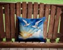 Gulls Soaring High Throw Pillow Machine Washable, Indoor Outdoor Decorative Pillow for Couch, Bed or Patio, 14Hx14W