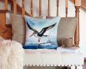 Black Skimmer Throw Pillow Machine Washable, Indoor Outdoor Decorative Pillow for Couch, Bed or Patio, 14Hx14W