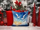 Gulls Soaring High Throw Pillow Machine Washable, Indoor Outdoor Decorative Pillow for Couch, Bed or Patio, 14Hx14W