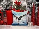 Black Skimmer Throw Pillow Machine Washable, Indoor Outdoor Decorative Pillow for Couch, Bed or Patio, 14Hx14W