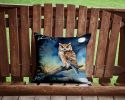 Owl Perched in Coastal Tree Throw Pillow Machine Washable, Indoor Outdoor Decorative Pillow for Couch, Bed or Patio, 14Hx14W