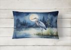 Birds, Birds, Birds Throw Pillow Throw Pillow for Indoor Couch Bed Outdoor Patio Washable, Blue Heron Moonlight 7493,12Hx16W