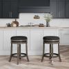 24" Counter Stool, Weathered Gray Finish, Charcoal Fabric Seat