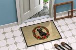 Affenpinscher Christmas Flowers Doormat Front Door Mat Indoor Outdoor Rugs for Entryway, Non Slip Washable Low Pile, 24H X 36W