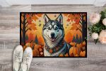 Siberian Husky Fall Doormat Front Door Mat Indoor Outdoor Rugs for Entryway, Non Slip Washable Low Pile, 24H X 36W