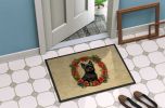 Cairn Terrier Christmas Flowers Doormat Front Door Mat Indoor Outdoor Rugs for Entryway, Non Slip Washable Low Pile, 24H X 36W