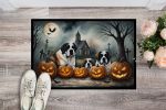 Saint Bernard Spooky Halloween Doormat Front Door Mat Indoor Outdoor Rugs for Entryway, Non Slip Washable Low Pile, 24H X 36W