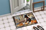 Doberman Pinscher Fall Kitchen Pumpkins Doormat Front Door Mat Indoor Outdoor Rugs for Entryway, Non Slip Washable Low Pile, 24H X 36W