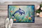 Spring Dolphin Doormat Front Door Mat Indoor Outdoor Rugs for Entryway, Non Slip Washable Low Pile, 24H X 36W