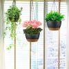 4Pcs 9.64In Diameter Hanging Planter with Drainage Holes Removable Self-Watering Tray Plastic Hanging Flower Plant Pots For Indoor Outdoor Herb Ivy Fe